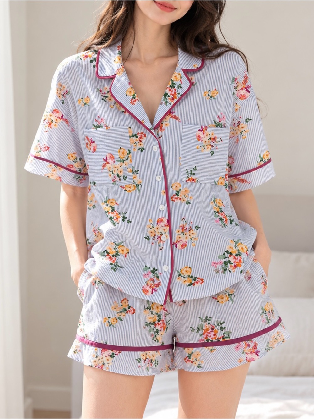 Floral 2 Piece Top & Shorts Set Size Small